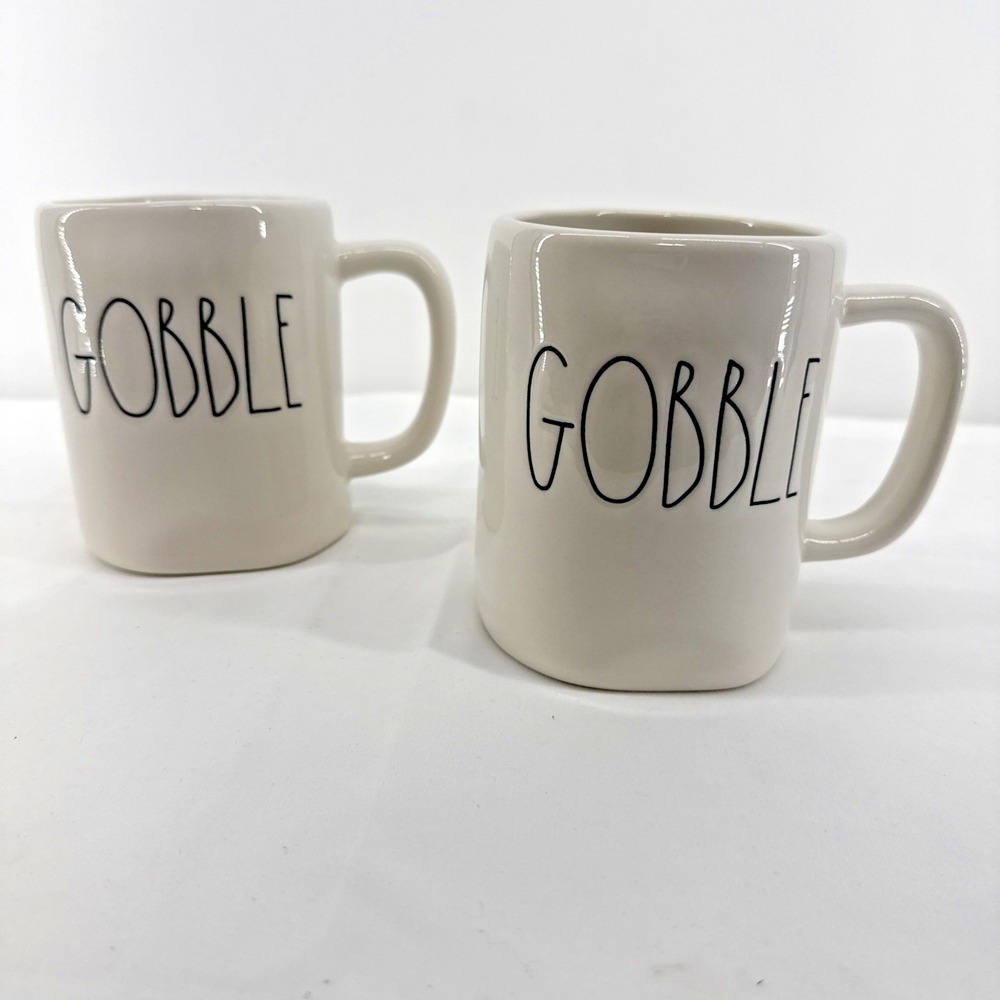 Rae Dunn Mug "Gobble" Coffee Teacup Artisan Collection By Magenta set of 2